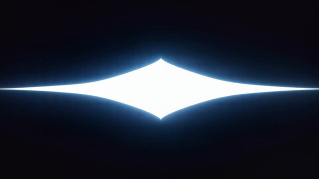 Glowing white diamond shape emits light beams in dark space