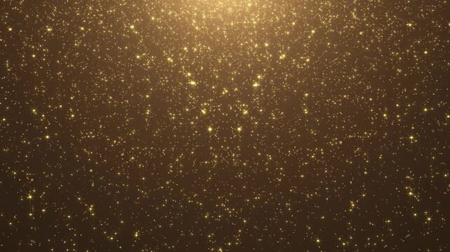 golden star dust particles falling in a seamless loop, ideal for luxury advertising, festive holiday backgrounds, or awards show
