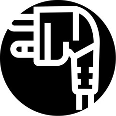 Obraz premium Electrical plug icon in white line art on a black circular background, minimalist symbol of power connection, energy transfer and modern electronic charginginterface design