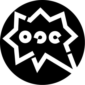 Odc logo featuring abstract white geometric letters inside a dynamic speech bubble shape, enclosed within a bold black circle creating a modern icon for communication and brand identity