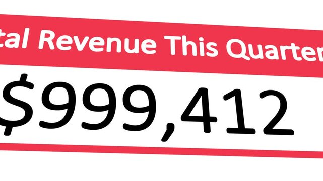 TOTAL REVENUE THIS QUARTER, Modern animated text presenting a total revenue this quarter concept with financial statistics and business performance data.