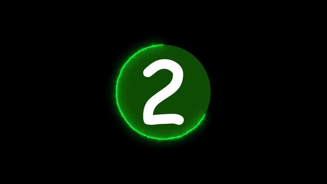 Counting animation number 1 to 5 on circle. neon glowing circle looping on counting animation.