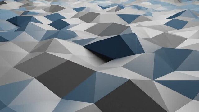 abstract low poly geometric terrain blue gray white background animation loop 3d surface digital landscape motion graphics