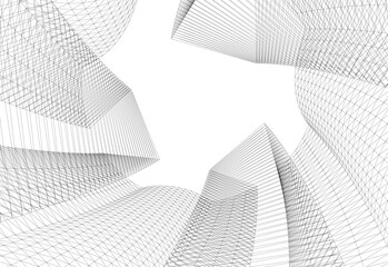 Fototapeta premium Abstract architectural building vector 3d illustration