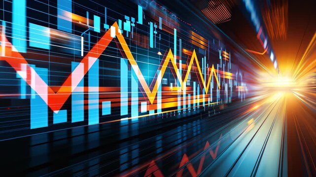 Dynamic financial chart showcasing rising trends in stock market investment data and analysis