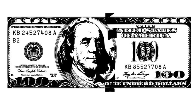 High poly geometric mosaic 100 US dollars banknote obverse isolated on white background abstract financial vector
