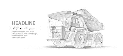 Sketch style mining dump truck on light background. Heavy industrial vehicle, construction transport, quarry machine, engineering equipment, haulage concept. Vector illustration © NeonGridStudio