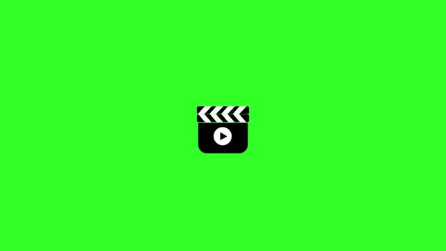Green screen video clip with two black clapperboards and white chevron details on a bright green background