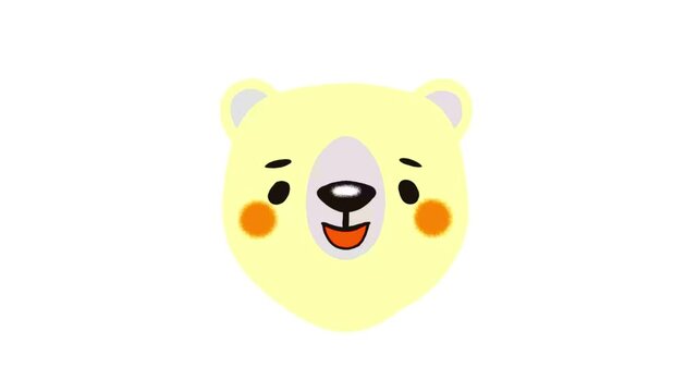 Animated yellow cartoon bear faces with different emotions on white background