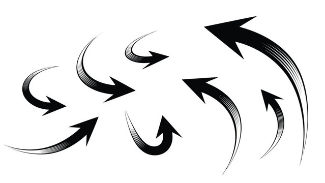 Dynamic arrows illustrating cyclical or interconnected movement patterns Vector