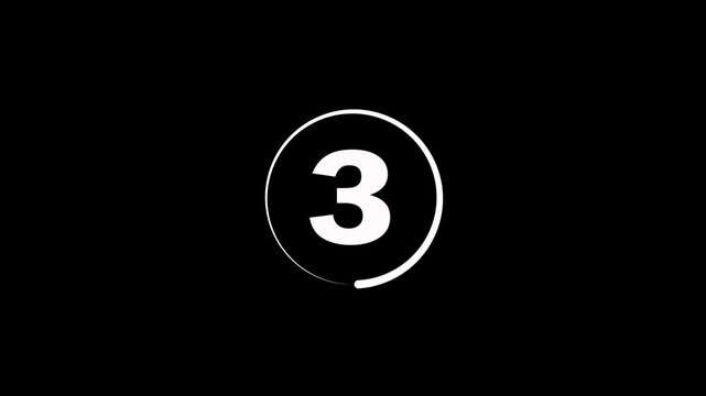 5 second countdown timer, Abstract countdown and rotating circular animation on black background. Simple 5-second countdown timer version included Movies start intro 5 4 3 2 1 count down
