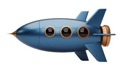 Naklejka premium A blue rocket with gold accents on transparent background