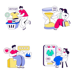 Obraz premium Set of Shopping and Ecommerce Flat Illustrations
