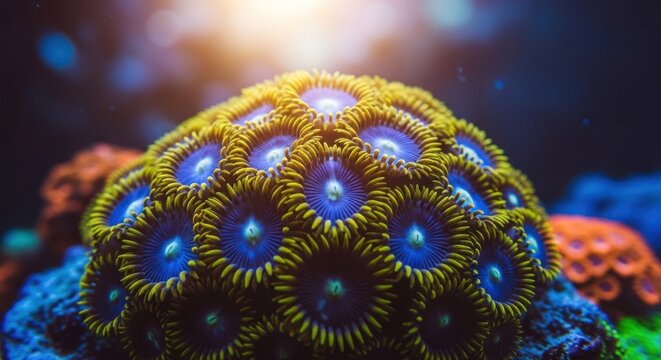 Vibrant Zoanthid Coral Colony A CloseUp Look at Underwater Beauty.