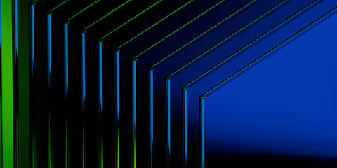 Cyber elements made of transparent glass and liquid acrylic purple blue glow on black backdrop cinematic tech background design cover art visuals 3d rendering © IM_VISUALS