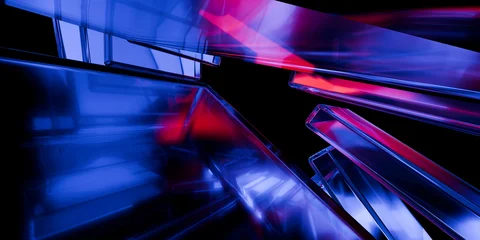 Cyber elements made of transparent glass and liquid acrylic purple blue glow on black backdrop cinematic tech background design cover art visuals 3d rendering © IM_VISUALS