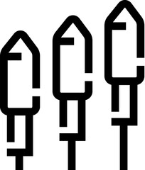Fireworks rockets standing upright ready to launch, minimalist black and white vector icon symbolizing celebration, party, holiday, new year, excitement and festive fun © vectorwin