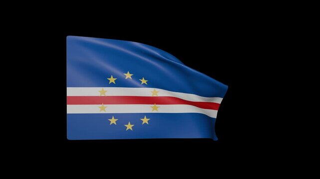Cape Verde Flag Waving on Black Background	

