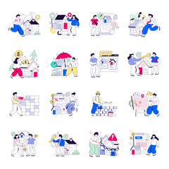 Fototapeta premium Set of Real Estate Flat Illustrations 