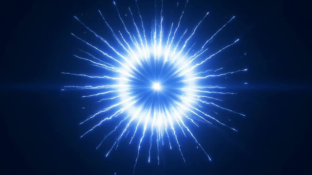 Spectacular burst of radiant blue energy emanating from a central focal point