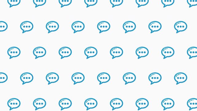 Blue Chat Bubble Icon Seamless Pattern Background with Messaging Speech Balloon Symbols, Animated Loopable Communication Dialogue Repeat Vector for Social Media, Online Chat, Support, Messaging App De