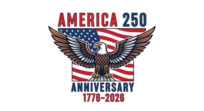 Celebrate America's 250th Anniversary with Eagle and Flag Emblem from 1776-2026