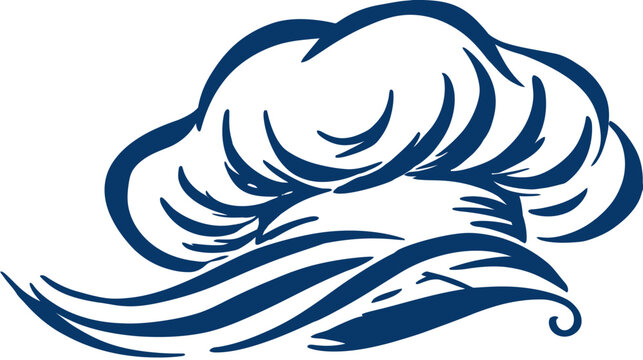 A stylized illustration of a chef's hat and mustache in shades of blue