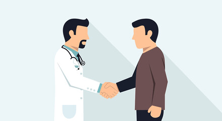 Fototapeta premium Doctor and Patient Shaking Hands, Medical Consultation, Trust and Healthcare Partnership