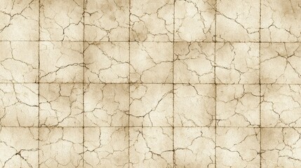Crumbling grid texture of aged parchment like squares divided by dark crack lines, creating a seamless, distressed grunge wall surface with stained, weathered vintage appeal