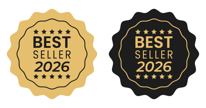 Best Seller 2026 Gold and Black Badge Set - Premium Quality Seal and Star Rating Vector Graphics