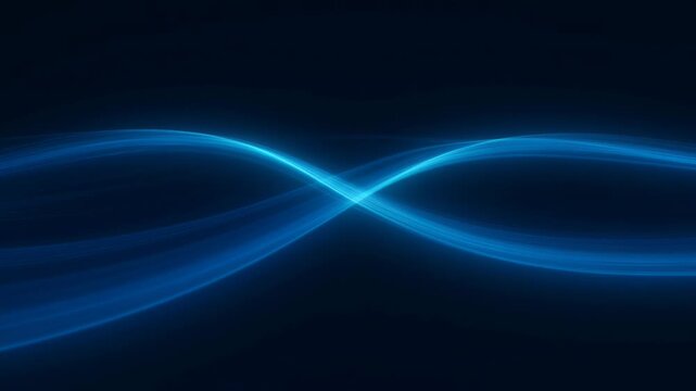 Abstract symmetrical image of crossing blue waves against a dark blue background