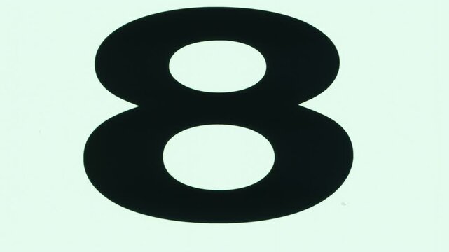 Bold Black Number Eight Symbol on Light Green Background.
