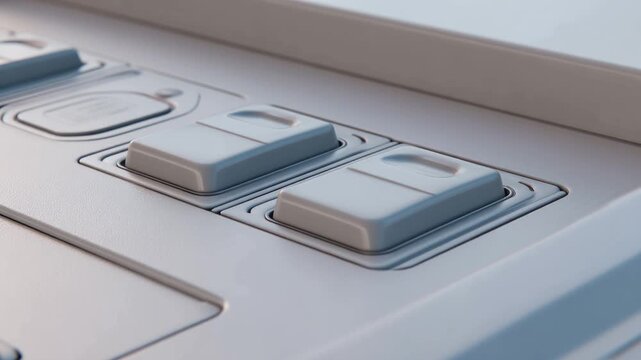 Close up of modern control panel with buttons for technological design