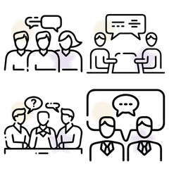 Business Communication and Collaboration Icon Set - Vector Illustration