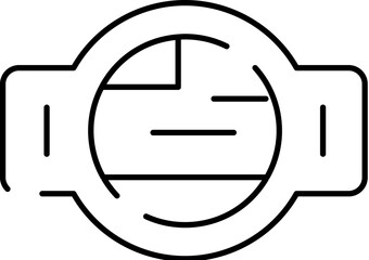 Abstract line art icon representing a communication or information concept within a distinctive circular and rectangular design for various business and technology applications