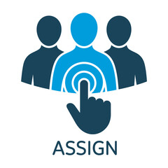 Assigning task and delegation icon, workflow management, team responsibility, project assignment, business concept, collaboration, vector illustration, minimal flat design