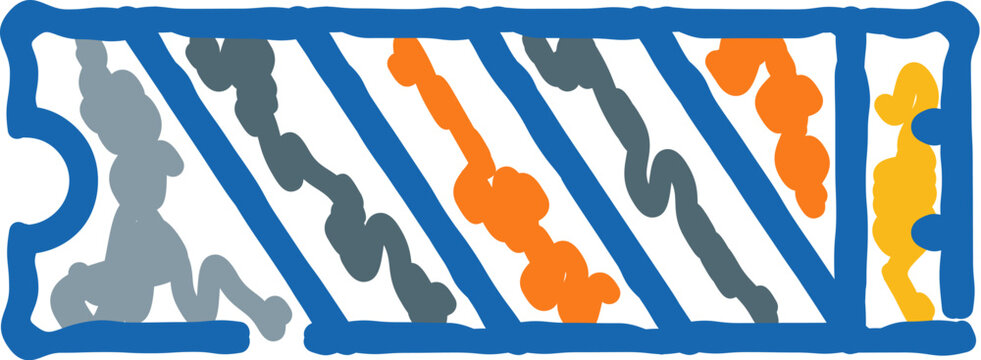 Computer nvme ssd storage slot illustration, showing an m.2 connector with colorful wavy lines inside a blue outline, representing data transfer and component installation