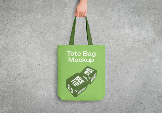 Hand Holding Canvas Bag Mockup