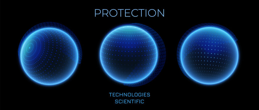 Shield dome protection hexagon pattern, 3d dome cyber protection. Healthcare, Modern technology sphere shield