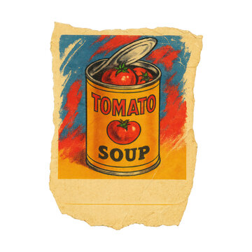 PNG Vintage tomato soup can illustration.