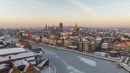 Winter Gdańsk from a drone. Winter 2026. © Bogumił Dłubek