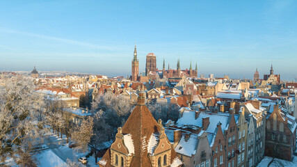 Winter Gdańsk from a drone. Winter 2026. © Bogumił Dłubek