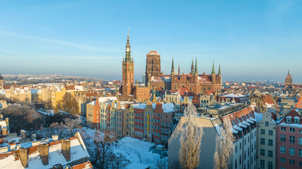 Winter Gdańsk from a drone. Winter 2026. © Bogumił Dłubek