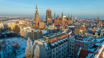 Winter Gdańsk from a drone. Winter 2026. © Bogumił Dłubek