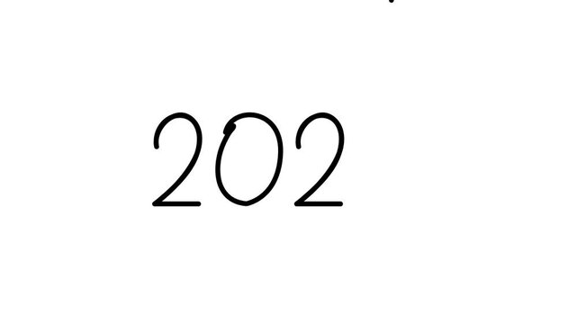 2026 years continuous line dynamic scrolling progression timeline animation on black background. single one line art yearly past to future time 2026 numbers evolution
