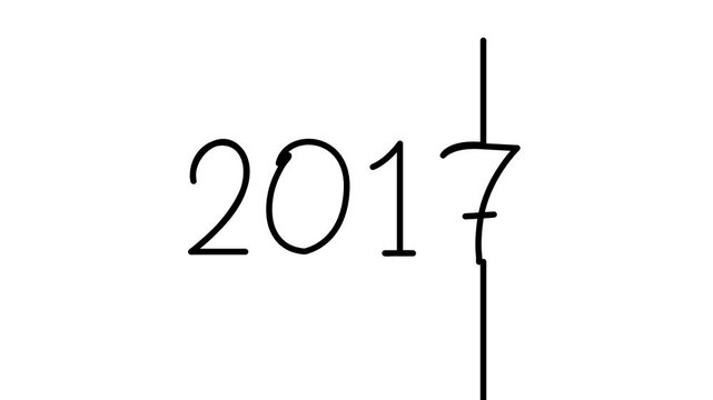 2023 years continuous line dynamic scrolling progression timeline animation on black background. single one line art yearly past to future time 2023 numbers evolution