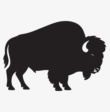 Basic RGB American Bison Silhouette Vector Icon &ndash; Buffalo Animal Black Silhouette Symbol