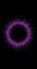 Abstract geometric background featuring dynamic sound wave pulses expanding outward in a complex radial pattern for technological displays, glow, network, signal