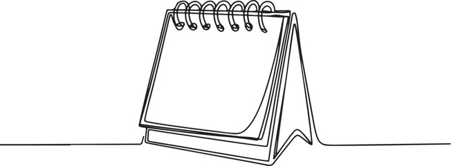 Fototapeta premium Spiral bound desk calendar with blank pages continuous line drawing