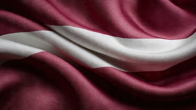 The Latvian flag waving gently in the wind with its distinctive red and white colors